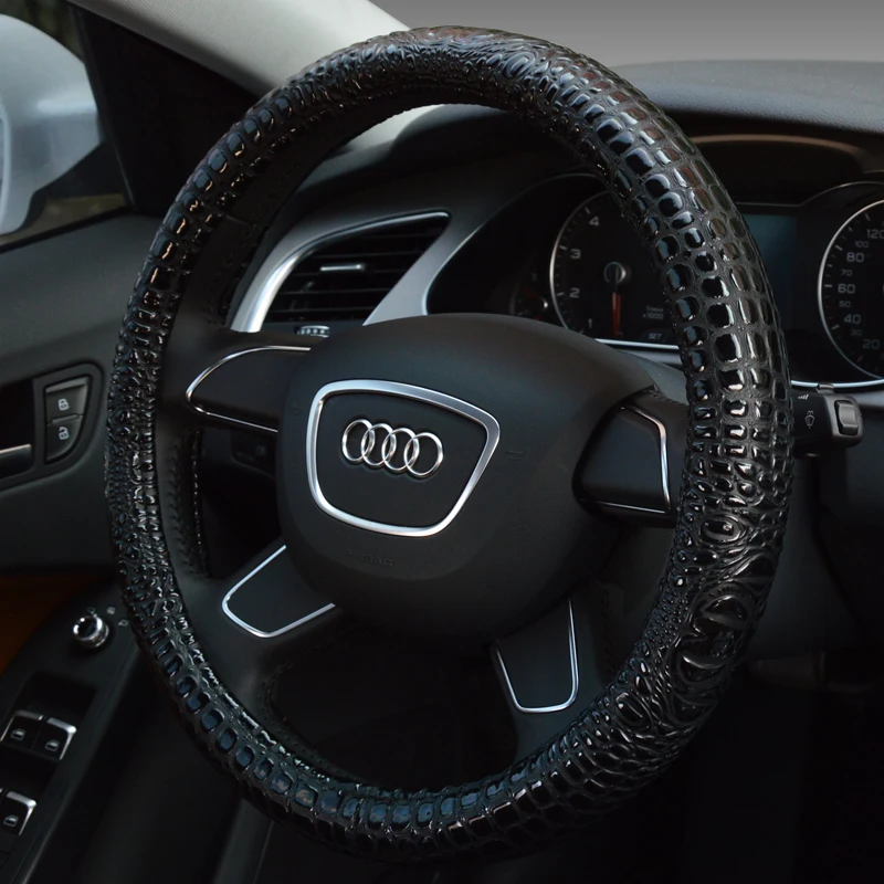 

KKYSYELVA Four seasons universal anti-wrinkle anti-skid round microfiber leather steering wheel cover for 99% of models