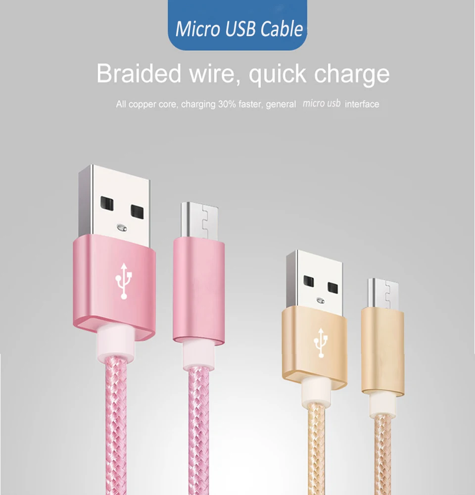 1 м 2 м 3 м длинный нейлоновый Micro USB кабель для быстрой зарядки и передачи данных Android кабель для Samsung Galaxy J3, J5, J7 года Xiaomi Redmi Note 5 6 pro