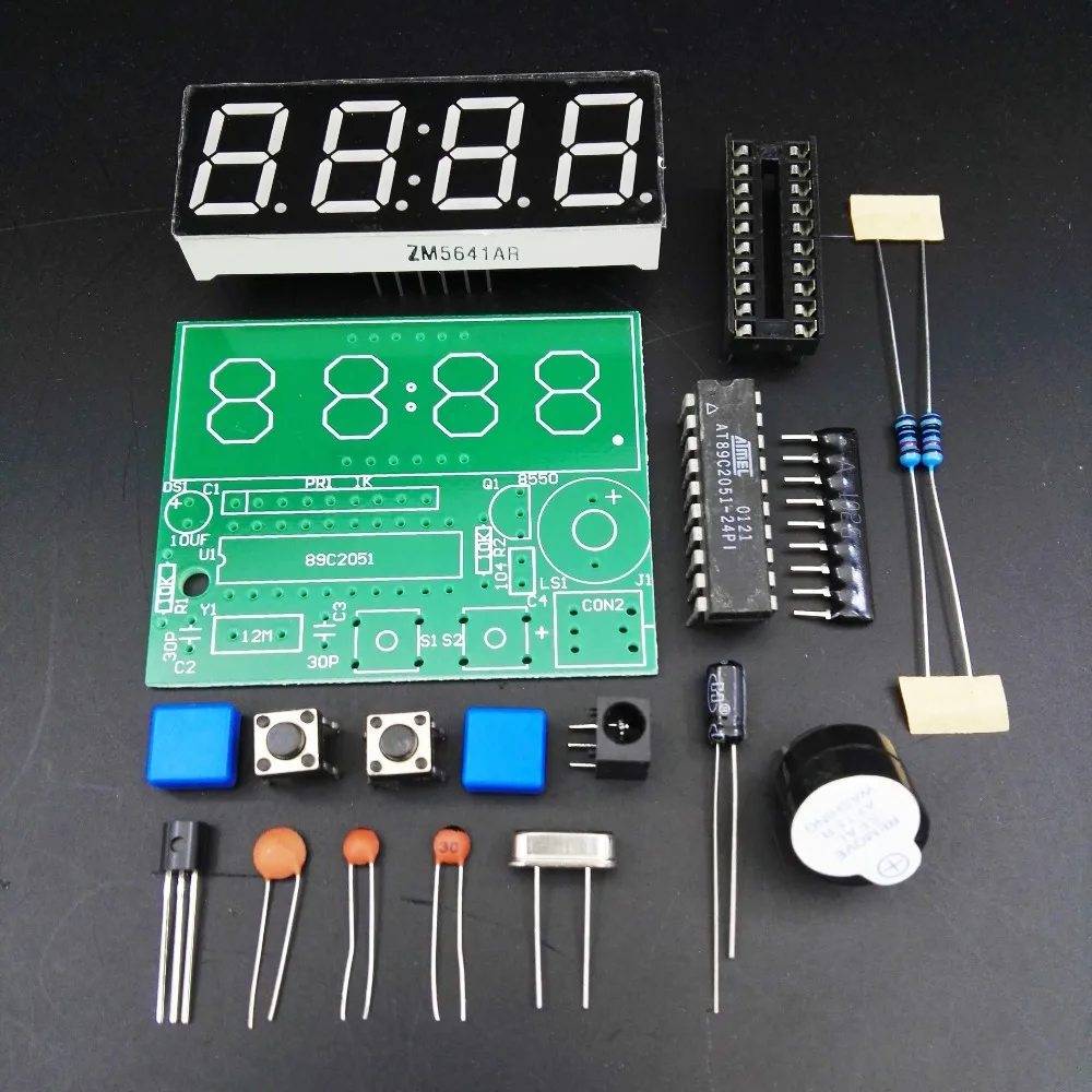 Оригинальное качество 4 электронные часы штук c51 4 биты электронные часы C51 Производственный комплект Электроника Сделай Сам Наборы красный