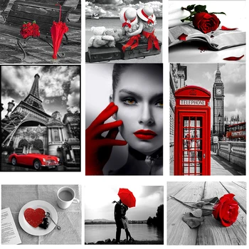 

2018 NEW 5d diy full Diamond embroidery Red and black series diamond painting Cross Stitch Rhinestone decor