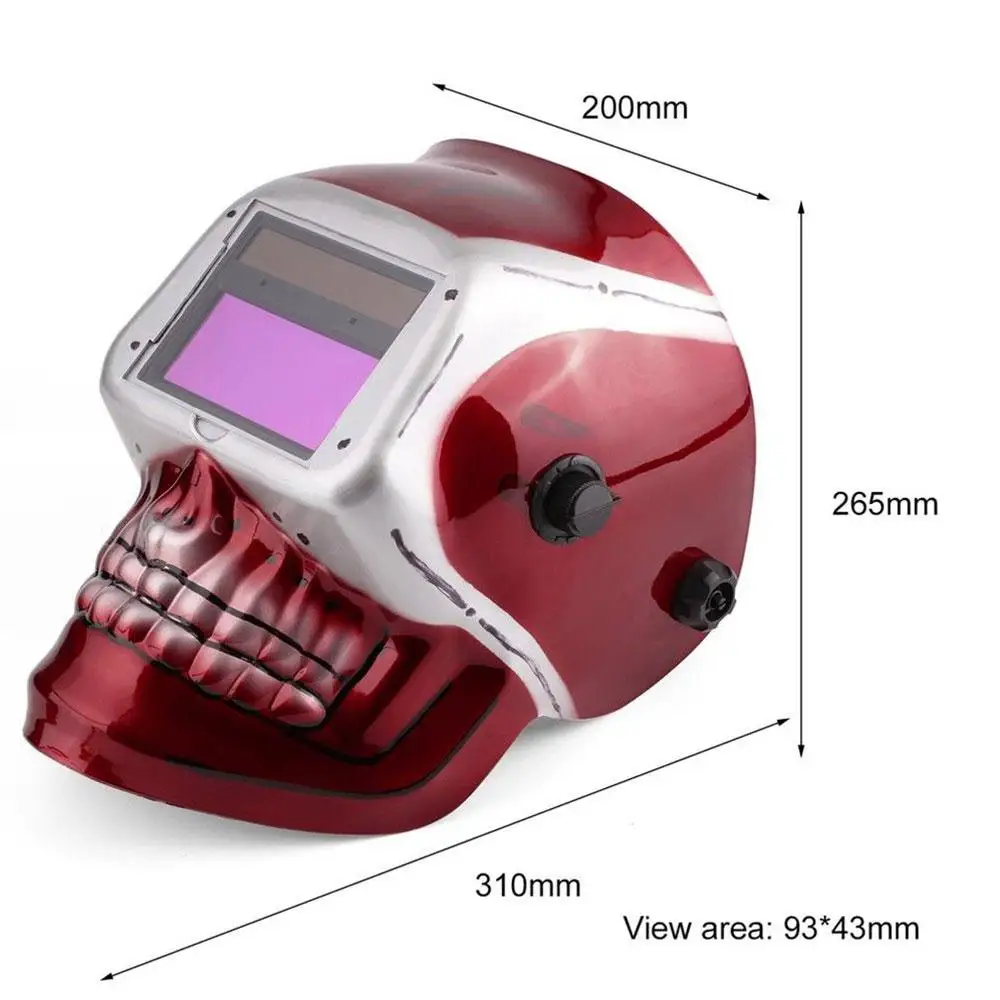 

Welder Mask Protect 60mAH Lithium Battery Solar Auto Darkening Arc Tig Mig Skull Red 1/15000S Welding Helmet Grinding