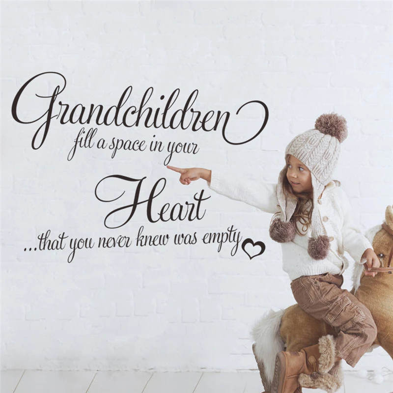 grandchildren fill a space in your heart quotes wall stickers for