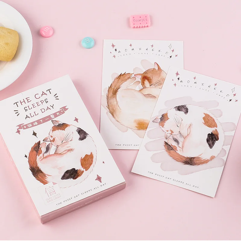 

30 Pcs/Set Kawaii Cat Sleeping Postcard /Greeting Card/Message Card/Christmas And New Year Gift