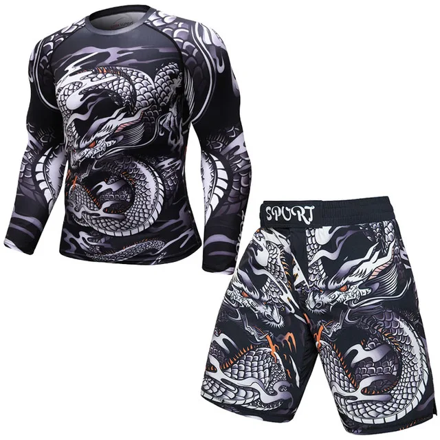 Мужская спортивная компрессионная футболка MMA новинка 2019 спортивные 3D колготки