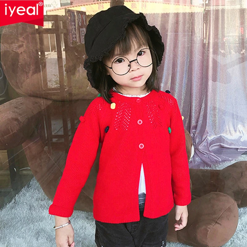 

IYEAL 1-3 Years Old Baby Girl Sweater Children Autumn Hollow Out Sweater Cardigan Jacket For Kids Toddler Girls Outwear