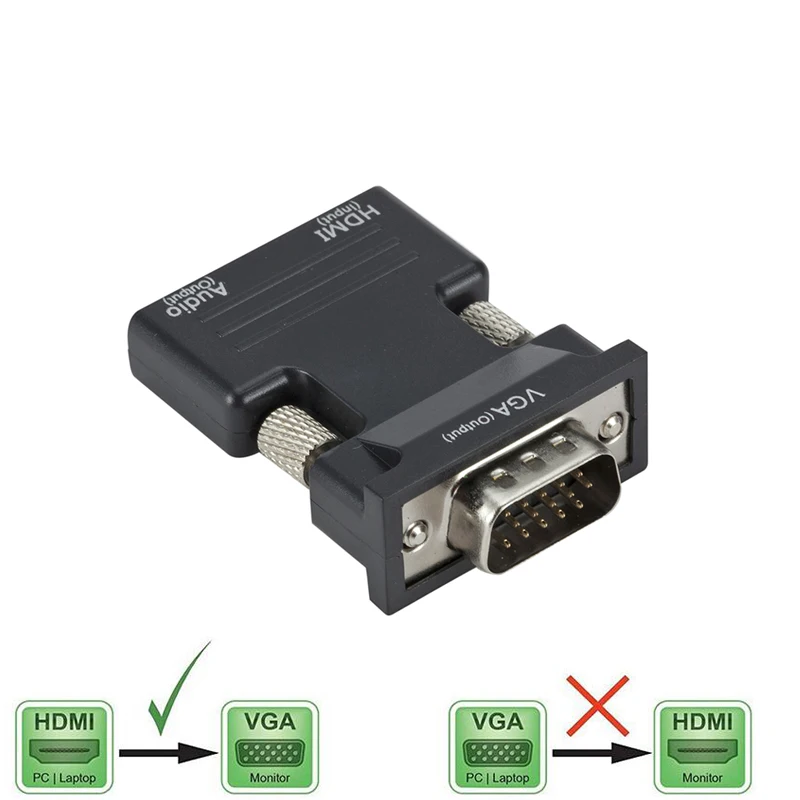 1080 P HDMI لمحول VGA تحويل HDMI الإناث إلى VGA ذكر الصوت كابل محول الفيديو لأجهزة الكمبيوتر المحمول شاشة التلفاز العارض