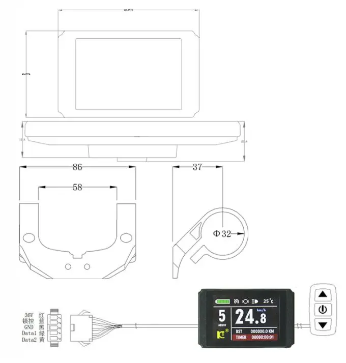 Ebike 24 в 36 в 48 в дисплей Интеллектуальный KT LCD8 LCD8H панель управления для электрического велосипеда