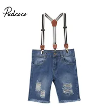 Джинсовые комбинезоны с дырками для новорожденных мальчиков; повседневные летние детские шорты для мальчиков; комбинезоны; синие От 0 до 5 лет