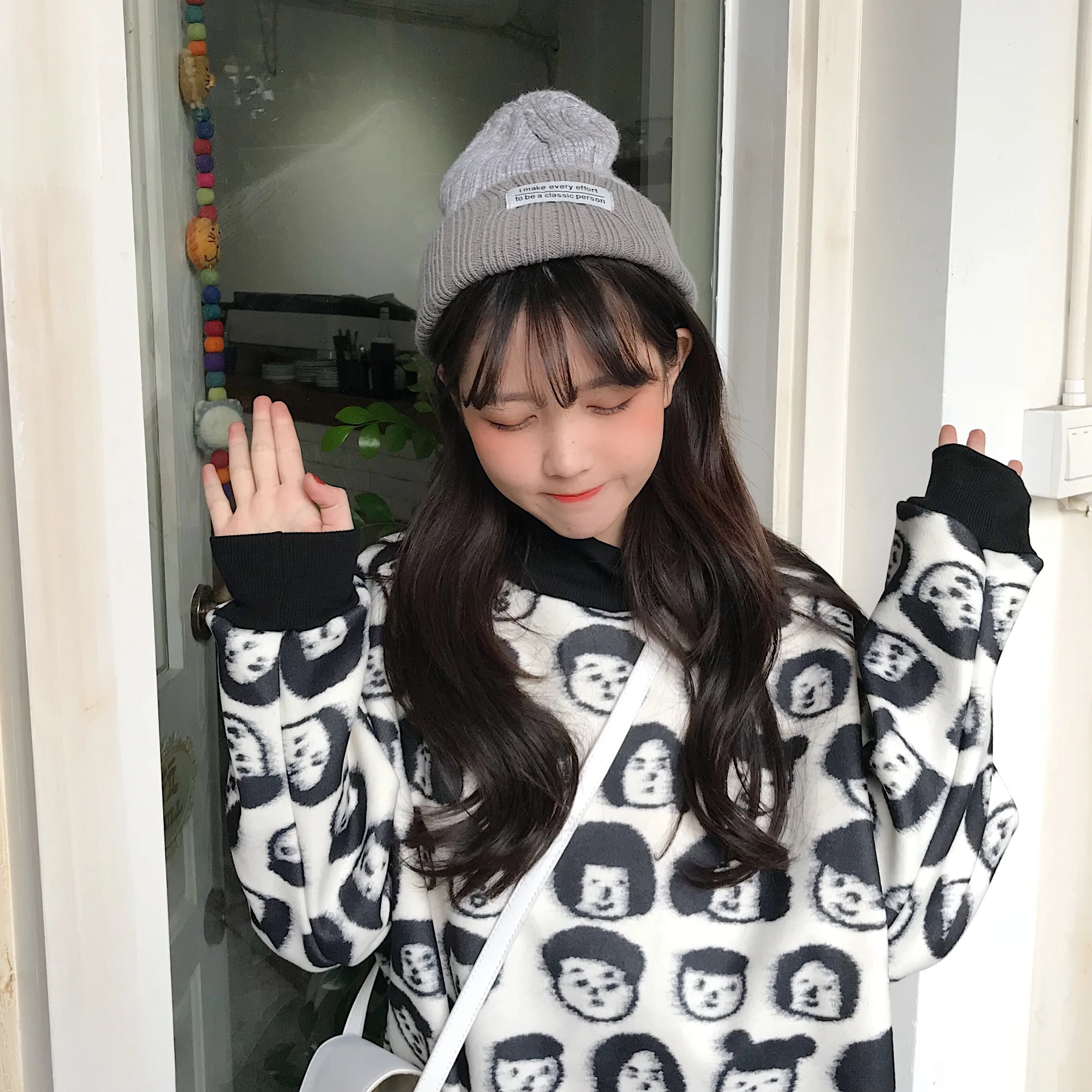 Толстовки KPOP для женщин Harajuku толще мультфильм печатных водолазка пуловеры прекрасный Модный корейский стиль женщин s шикарные модные топы