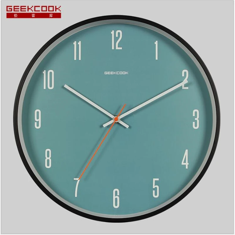 

Geekcook Simple Nordic Metal Paint Curved Wood Frame Creative Home Wall Clocks Digital Clock Wall Wall Clock Modern Design