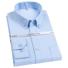 Мужская Стандартная рубашка с длинным рукавом, с карманом, Оксфорд, на пуговицах, с воротником, хлопок, повседневные рубашки