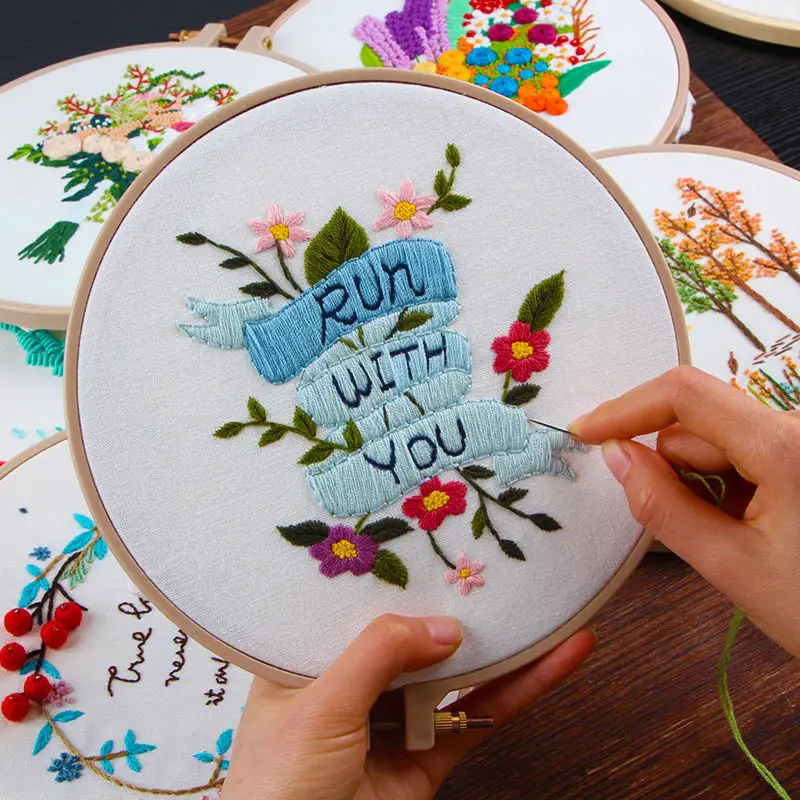 DIY цветок круглый набор вышивки рукоделие вышивка искусство шитье ремесла Домашнее украшение
