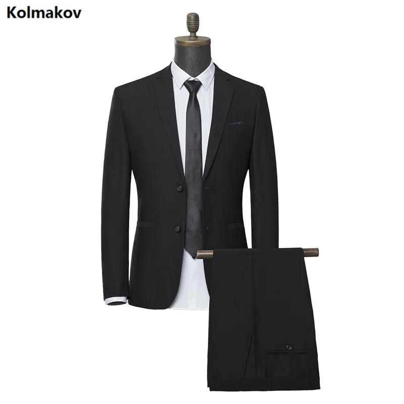 Куртка+ брюки) Костюмы мужские новые мужские облегающие свадебные костюмы мужской деловой костюм жениха свадебное платье с одной пуговицей