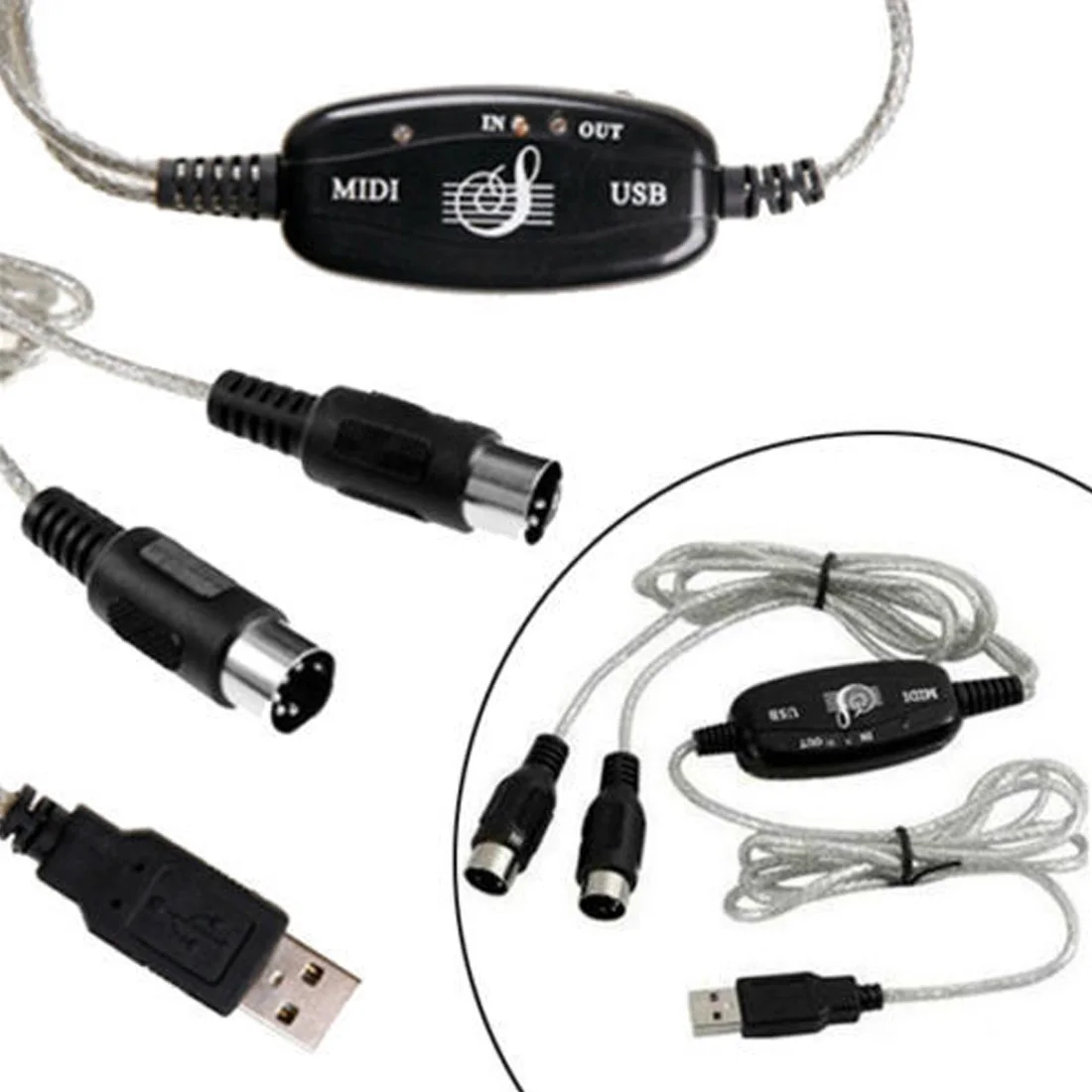 

centechia USB MIDI Cable to PC USB MIDI Cable Converter PC to Music Keyboard Cord USB IN-OUT MIDI Interface Cable