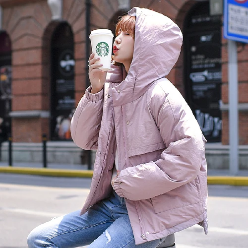 Zqlz Parkas Mujer, короткая зимняя куртка для женщин, зимнее пальто с капюшоном, Женская свободная парка, куртка с хлопковой подкладкой для женщин