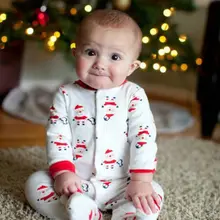 Лидер продаж года, комбинезон для новорожденных и маленьких мальчиков, цельнокроеные пуловеры для малышей, комбинезон, комплект одежды, мягкая хлопковая Рождественская одежда на возраст от 0 до 24 месяцев