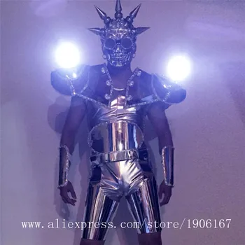 شراء مع قناع الرجال مضيئة Led Dj قاطرة دعوى تظهر أداء مرحلة قاعة الرقص الروبوت مرآة الرجل الملابس
