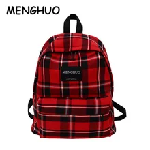 Menghuo Personality Plaid Ladies Backpack New Fashion Women Bags High Quality Large Capacity Student Bag Casual