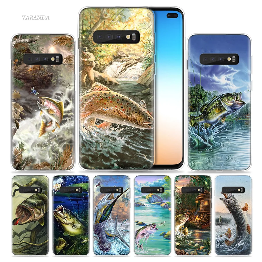 

Bass Fishing Lake Sunset Case for Samsung Galaxy S8 S9 S10 5G S10e S7 Note 8 9 10 J4 J6 Plus J5 J8 2018 J3 Silicone Phone Bags