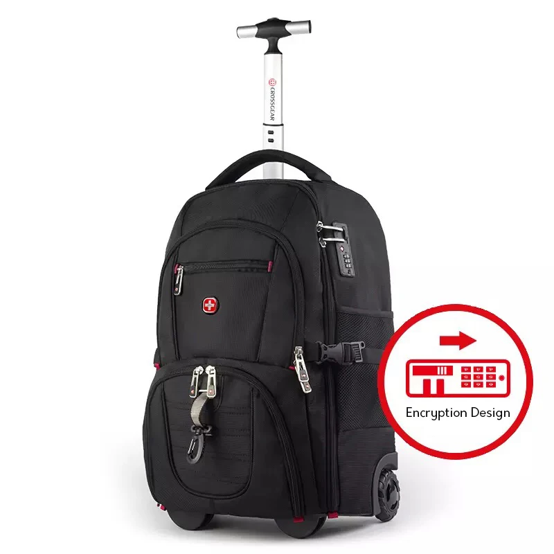 Swiss brand trolley backpack multi function password travel boarding
