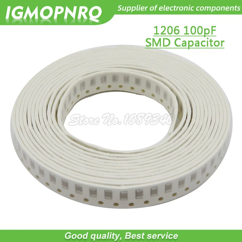 100 шт. 1206 smd конденсатор с алюминиевой крышкой, 100PF НПО ошибка 5% с алюминиевой крышкой, 50В 1206 100P 0.1NF постоянной ёмкости, универсальный конденсатор igmopnrq