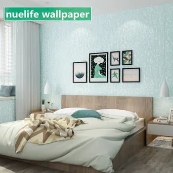 

Modern minimalist fresh net red shop living room tea shop bedroom TV background wallpaper algae color non-woven wallpaper green