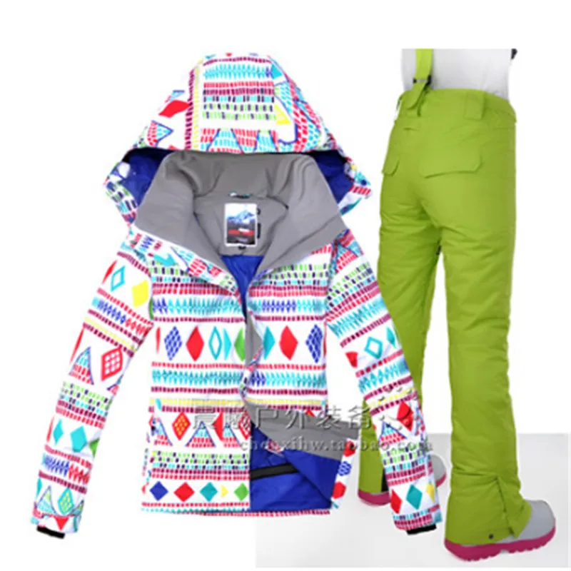 GSOU Снежный водонепроницаемый горнолыжный костюм куртка+ лыжные брюки для женщин лыжный или Сноубординг костюм для женщин Открытый походная одежда