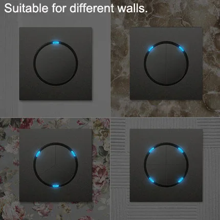 86 Type 1 2 3 4 Gang 1 2 Way Light Pressure Switch Modern Grey Wall Switch with Led lights Household 16A Socket