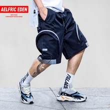 Aelfric Eden, дизайнерские шаровары с большими карманами, светоотражающие полосатые шорты для бега, мужские модные шорты, летняя уличная одежда, хип-хоп, до колен