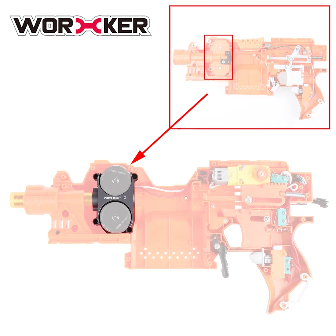 

Worker Flywheel Cage 425 for Nerf Stryfe/Worker Swordfish Blaster - Titanium Color