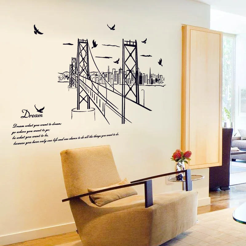 Creative San Francisco Bridge PVC Wall Stickers Vintage Poster ... Creative San Francisco Bridge PVC Wall Stickers Vintage Poster ...