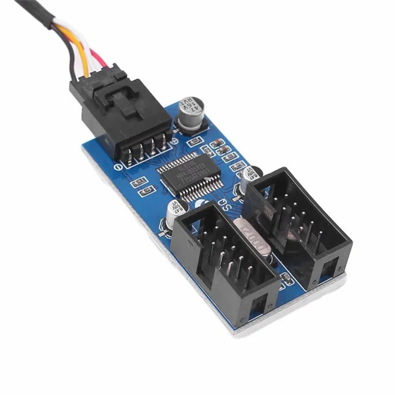 Материнская плата 9 Pin USB штырьковый разъем 1 к 2 гнездовой удлинитель разветвитель