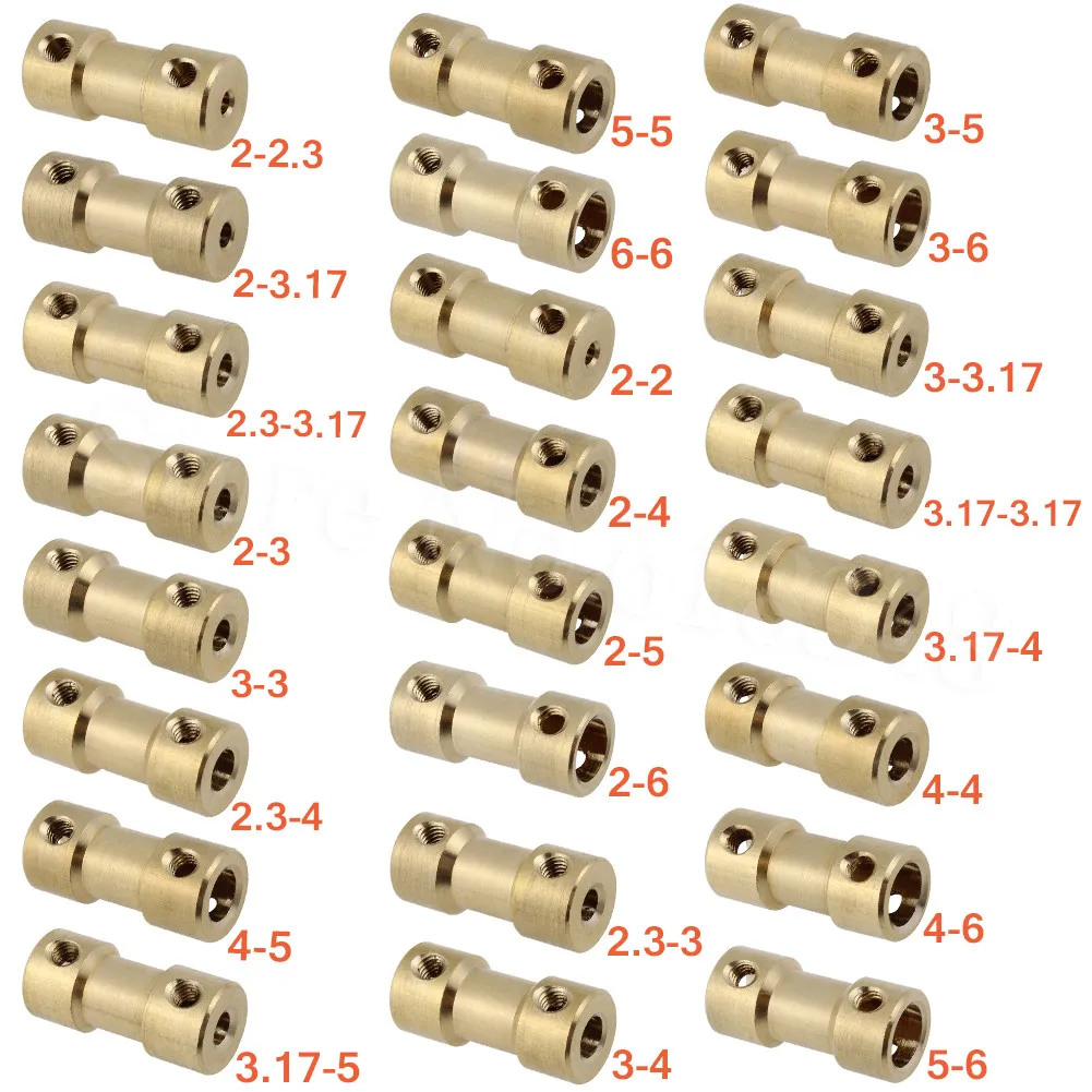 2 шт./лот 2 мм-6 мм вал двигателя Соединительная муфта Соединительный рукав адаптер латунный Трансмиссия шарнир для RC лодки автомобиля самолета DIY
