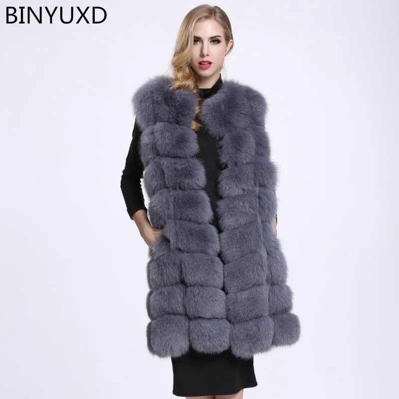 Gilet Fourrure D'hiver De Luxe Haute Fox bourgogne noir Femme Silver ardoisé Renard fuchsia Color Mince blanc Des Nouvelle Faux Binyuxd gris Qualité Bleu Manteaux Beige Long marine the Chaud Femmes 0wqYXn