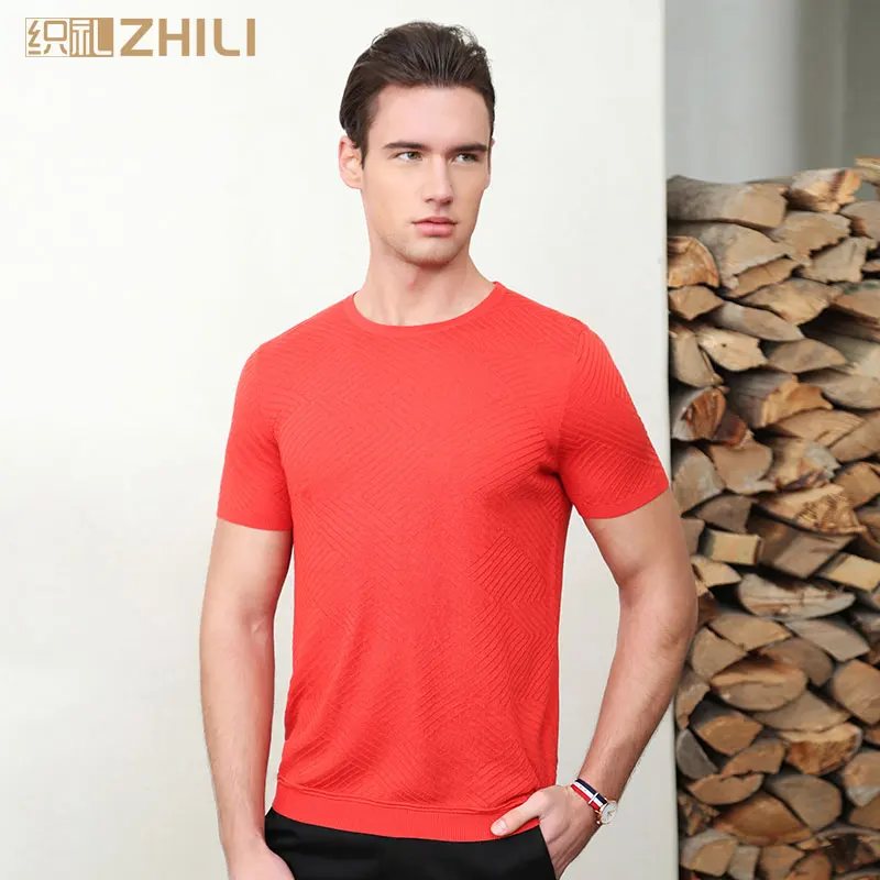 

ZHILI New Spring and Summer Pure Color Basic Style Men's T-Shirt