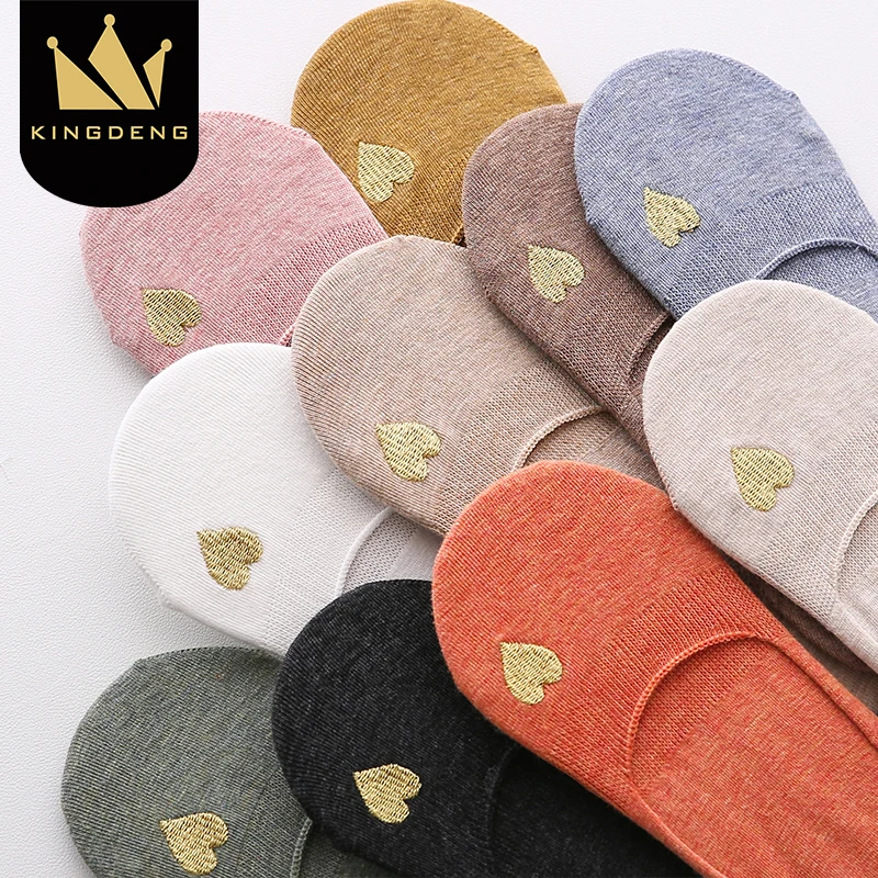 

KingDeng Cotton Boat Socks Invisible Slipper No Show Sock Harajuku Cute Woman Funny For Women Heart Fashion Hot Pink Summer