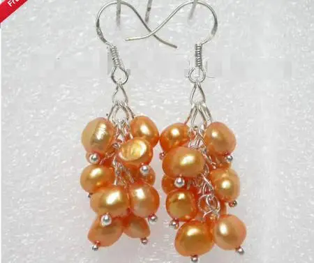 

Wholesale price 16new ^^^^Grape baroque golden pearls dangle earrings 925ss hook j7177
