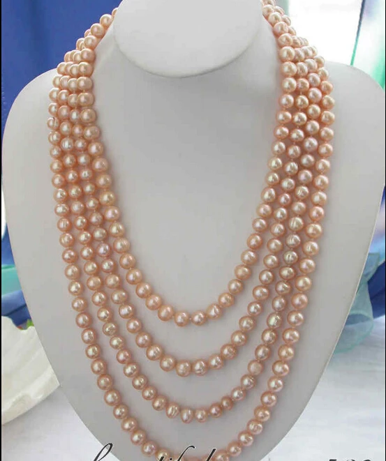 

FREE SHIPPING ******* z3154 LONG 100" 10mm pink round freshwater pearl necklace (A0513)