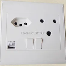 Южная Африка Тип три отверстия разъем с выключателем 250 В 50 Гц 16A один USB DC 5 В 1000mA белый панель розетки