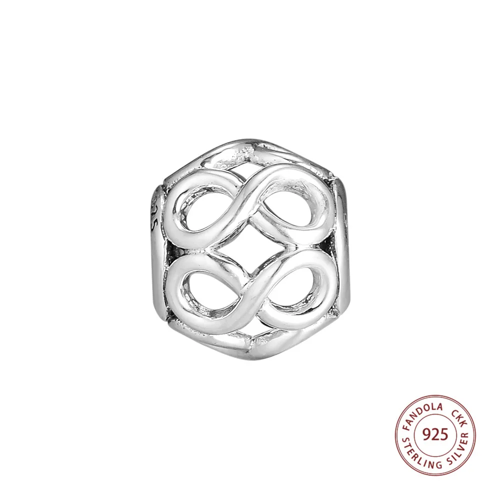 

Wholesale Infinite Shine Openwork Charms 925 Sterling Silver Beads for Jewelry Making Fits DIY Bracelet Making Accessories