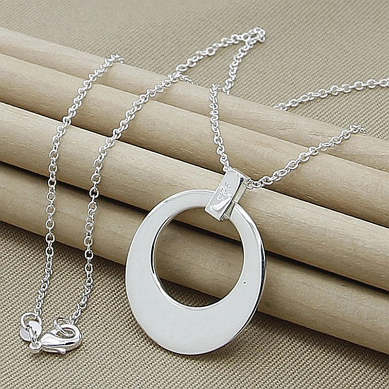 Wholesale Price 925 Silver Necklace Fashion Simple Round Ball Heart Love Pendant Necklaces For Women Girl Jewelry Gifts - Image 2