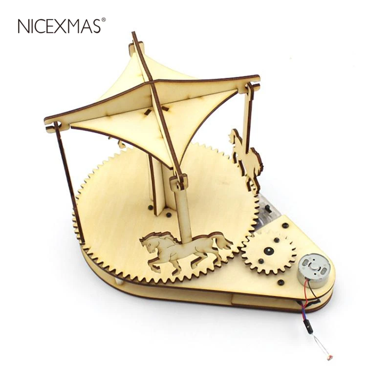 

Wooden Merry-Go-Round DIY Assembly Model Kids Funny Scientific Experiment Toy Educational Toys
