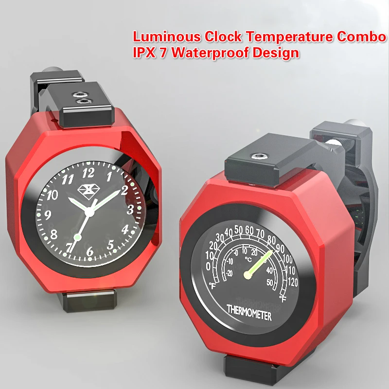 

20PCS/LOT Motorcycle Clock Temperature Combo Luminous Mount Waterproof Shock Resistant Handle Bar Handlebar 22-28mm(6.8)