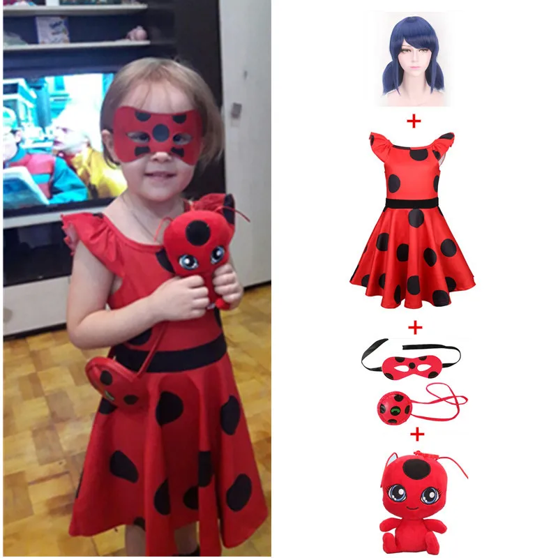 

Fantasia Spandex Ladybug Costumes kids dress cosplay Christmas party bag girls children lady bug Zentai Suit halloween costume