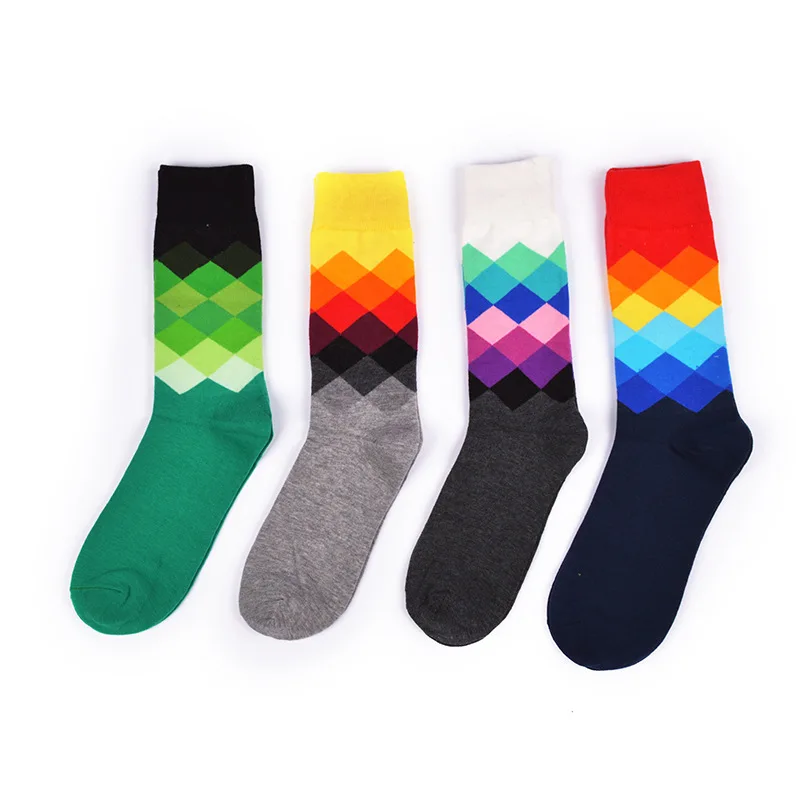 Бренд Happy Socks Harajuku стиль Мужские градиентный цветной носок Новинка Британский мужские Гольфы бизнес носки без пятки