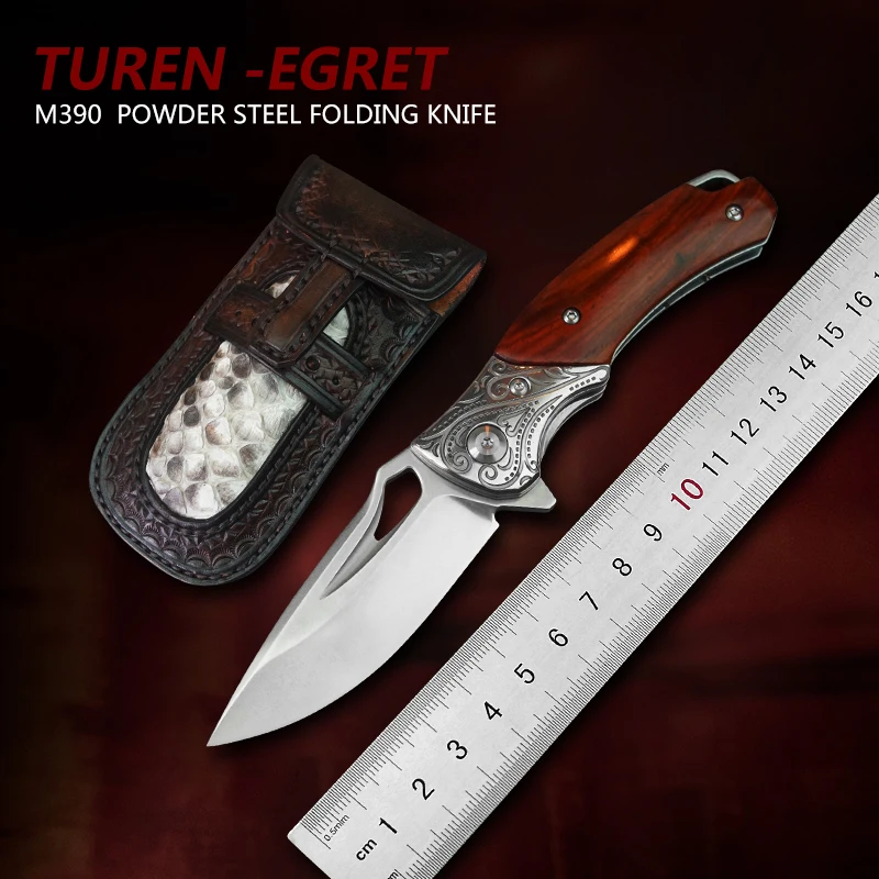 TUREN M390 стальной складной нож с порошковым лезвием металлическая деревянная ручка