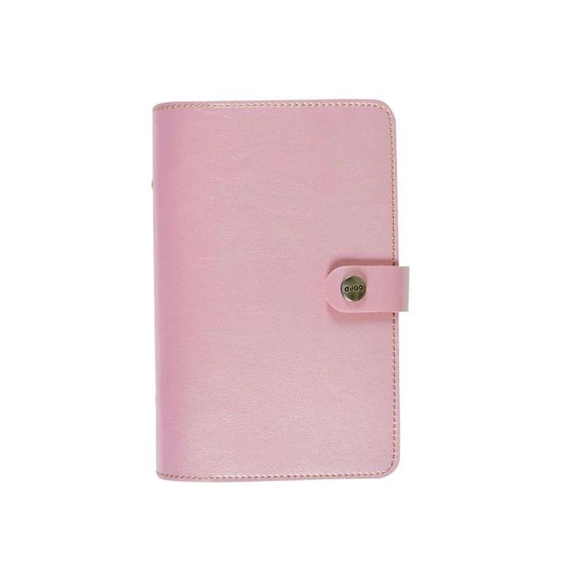 Light Pink Fastener Персональный органайзер, кожаный перстень в деловом стиле, Офисная записная книжка, милый Kawaii порядок дня, планировщик,, журнал для путешествий, A5 - Цвет: Light Pink Fastener