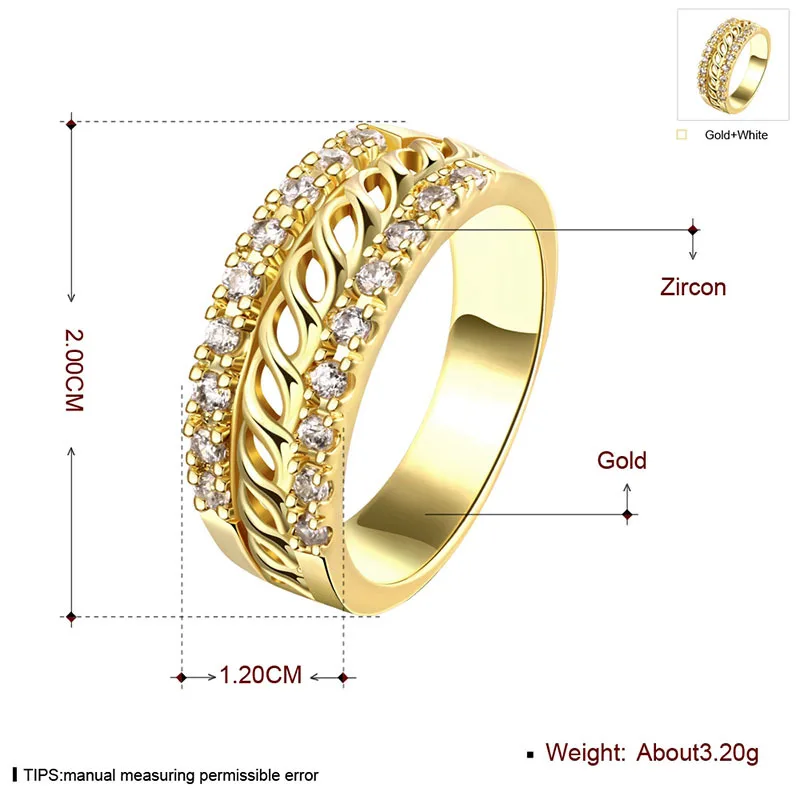 Paryt Accessories Hollow Gold Color Ring Fashion Cubic Zirconia Rings For Womens New 2015 Jewelry (JewelOra RI101673)