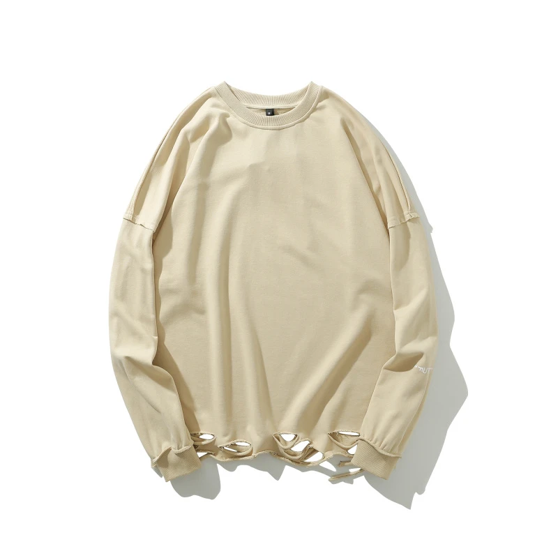 

Autumn 2019 New Hip Hop Solid Hole Full Sweatshirt Men