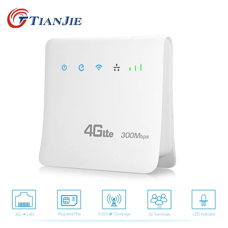 TIANJIE Unlocked 300Mbps 4G LTE CPE Mobile WIFI Router with LAN Port Support SIM card Portable Wireless Router TIANJIE Unlocked 300Mbps 4G LTE CPE Mobile WIFI Router with LAN Port Support SIM card Portable Wireless Router